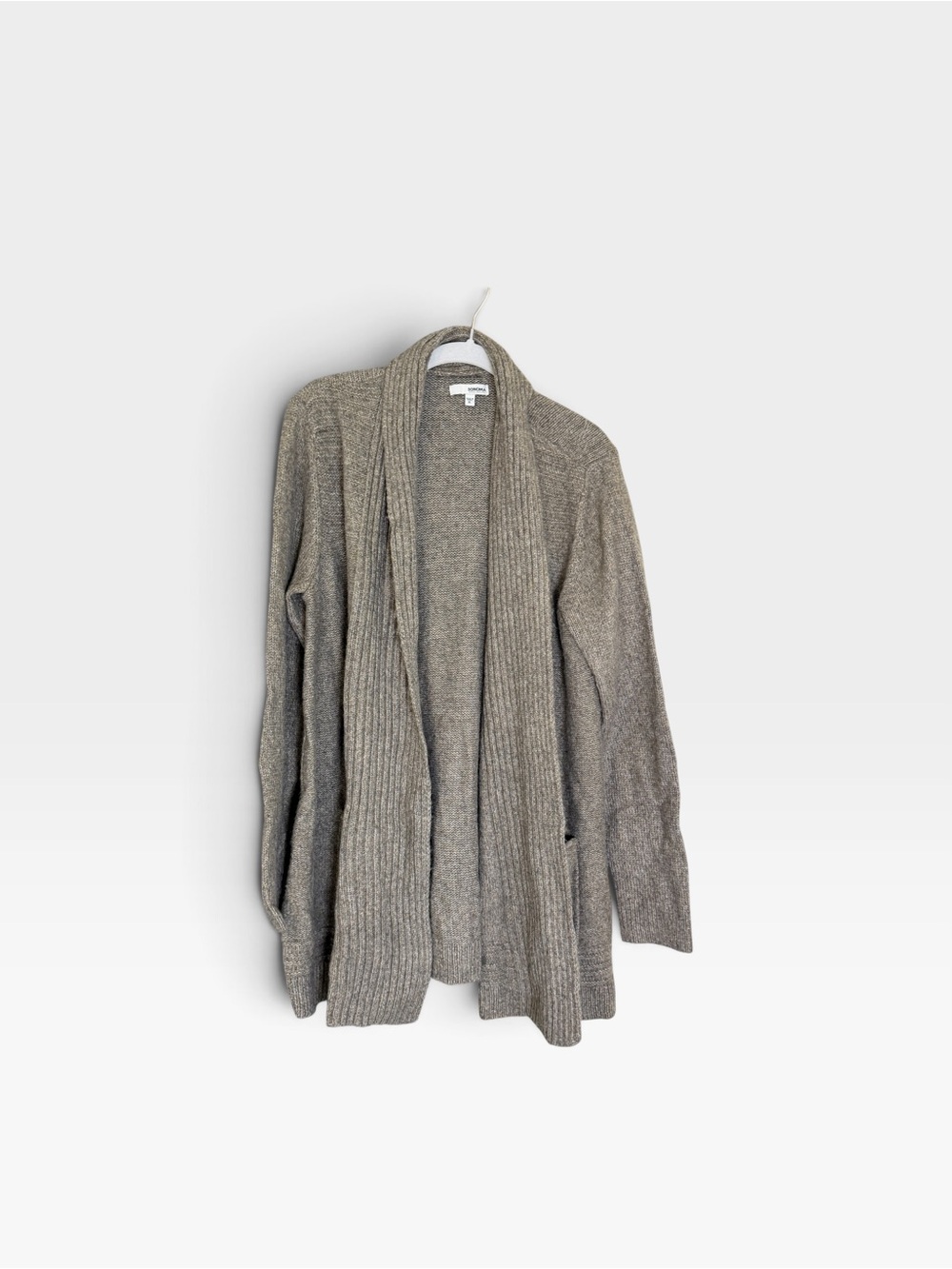 Sonoma Cozy Shawl Collar Open-Front Cardigan Sweater - Taupe XL like new
